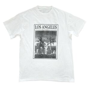 LOS ANGELES LA Mens White Cotton Blend Stretchy T-Shirt Tee Shirt 42" Chest
